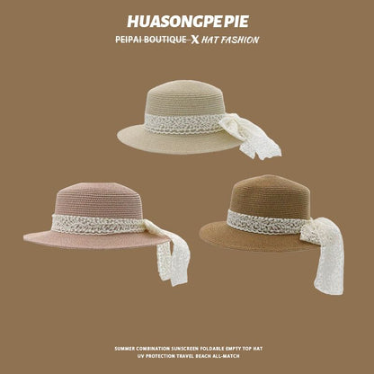 Lace Trim Hat Straw Boater