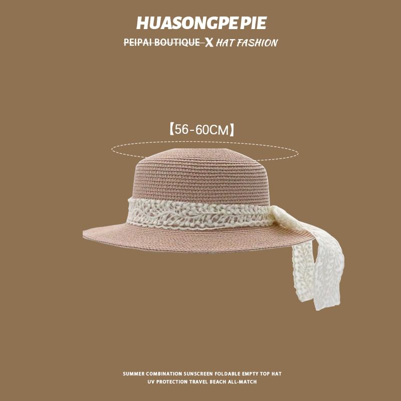 Lace Trim Hat Straw Boater