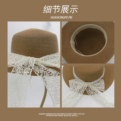 Lace Trim Hat Straw Boater