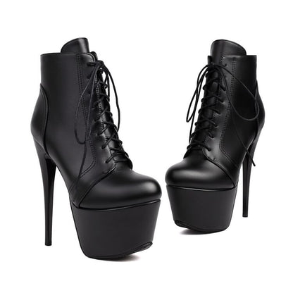 Lace-Up Ankle Boots Heel Stiletto
