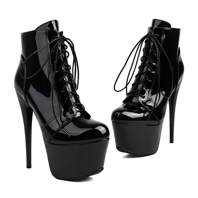 Lace-Up Ankle Boots Heel Stiletto