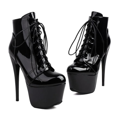Lace-Up Ankle Boots Heel Stiletto