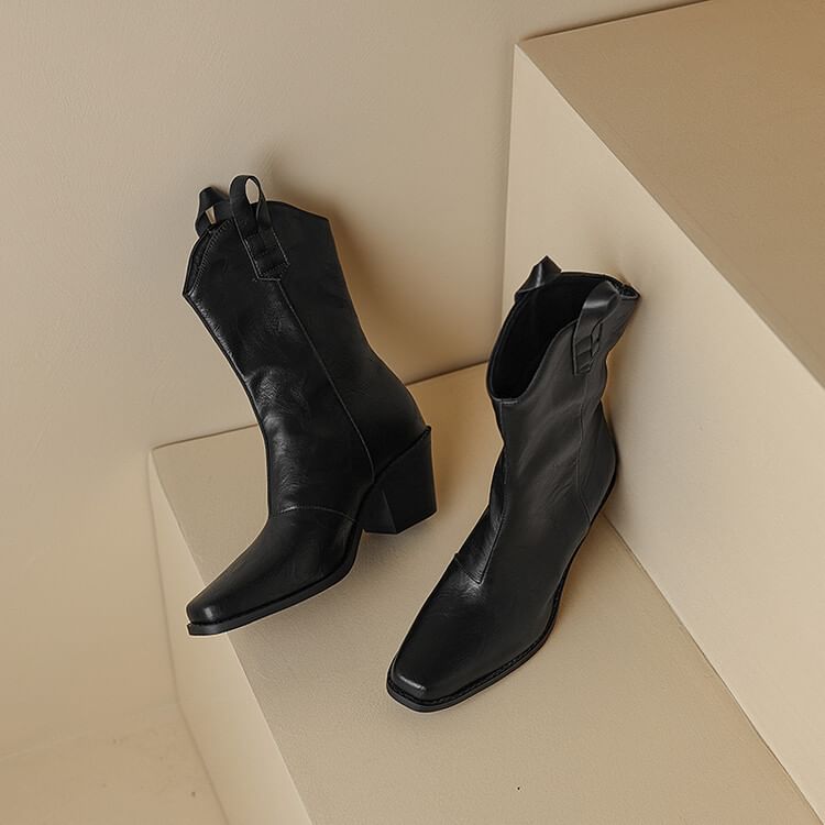 Heel Chunky Boots Mid-Calf