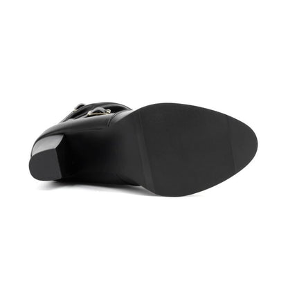 Mid-Calf Boots Heel Buckled Chunky