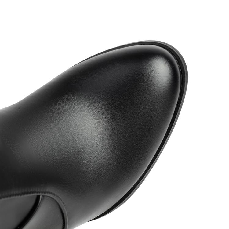 Mid-Calf Boots Heel Buckled Chunky