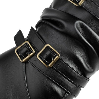 Mid-Calf Boots Heel Buckled Chunky