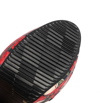 Boots Ankle Lace-Up Stiletto Platform Heel Floral