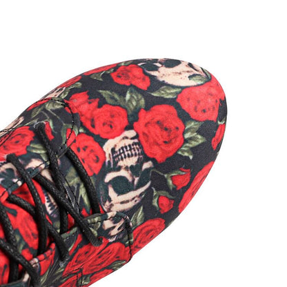 Boots Ankle Lace-Up Stiletto Platform Heel Floral