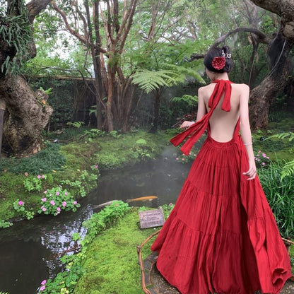 V-Neck Sleeveless Plain Maxi Dress A-Line