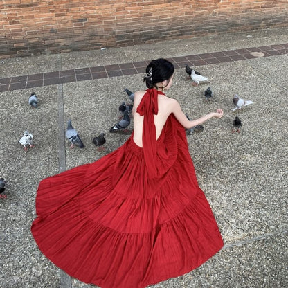 V-Neck Sleeveless Plain Maxi Dress A-Line