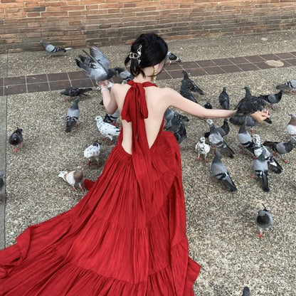 V-Neck Sleeveless Plain Maxi Dress A-Line