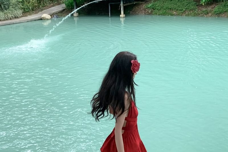 V-Neck Sleeveless Plain Maxi Dress A-Line