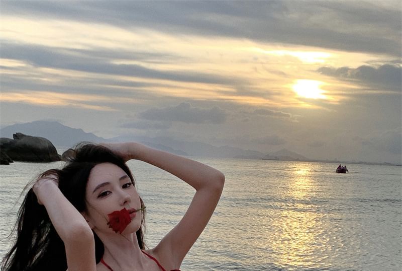 Side-Slit Floral Ruffle Halter Sundress Midi