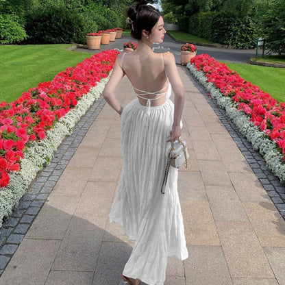 Strap Maxi Spaghetti Sundress Plain