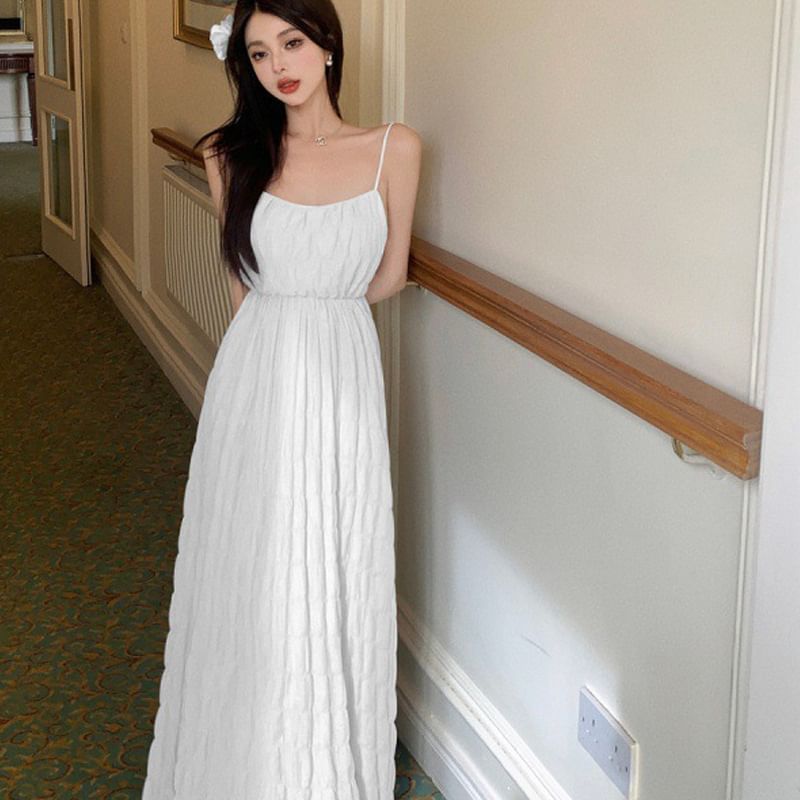 Strap Maxi Spaghetti Sundress Plain