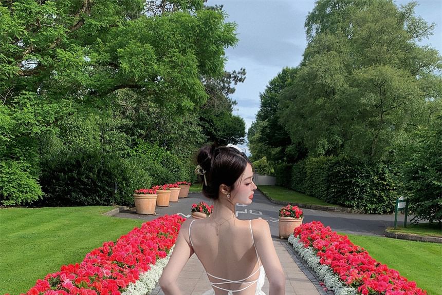 Strap Maxi Spaghetti Sundress Plain