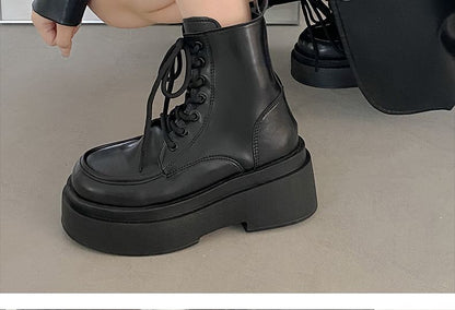 Lace-Up Platform Short Boots