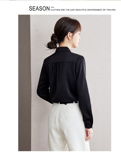 Long Sleeve Lapel Neck Plain Studded Shirt