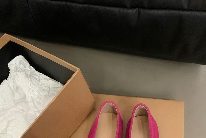 Plain Suede Bow Accent Flats Faux