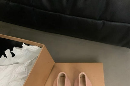 Plain Suede Bow Accent Flats Faux