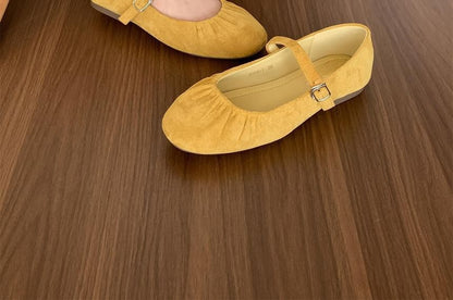 Mary Ruched Suede Plain Faux Flats Jane