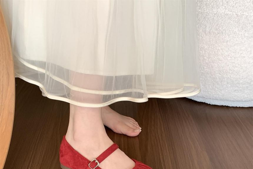 Mary Ruched Suede Plain Faux Flats Jane