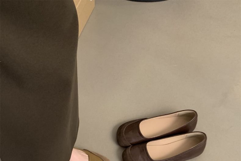 Leather Round Faux Flats Toe