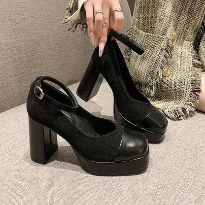 High Heel Ankle Strap Platform Mary Jane Pumps