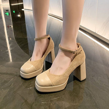 High Heel Ankle Strap Platform Mary Jane Pumps