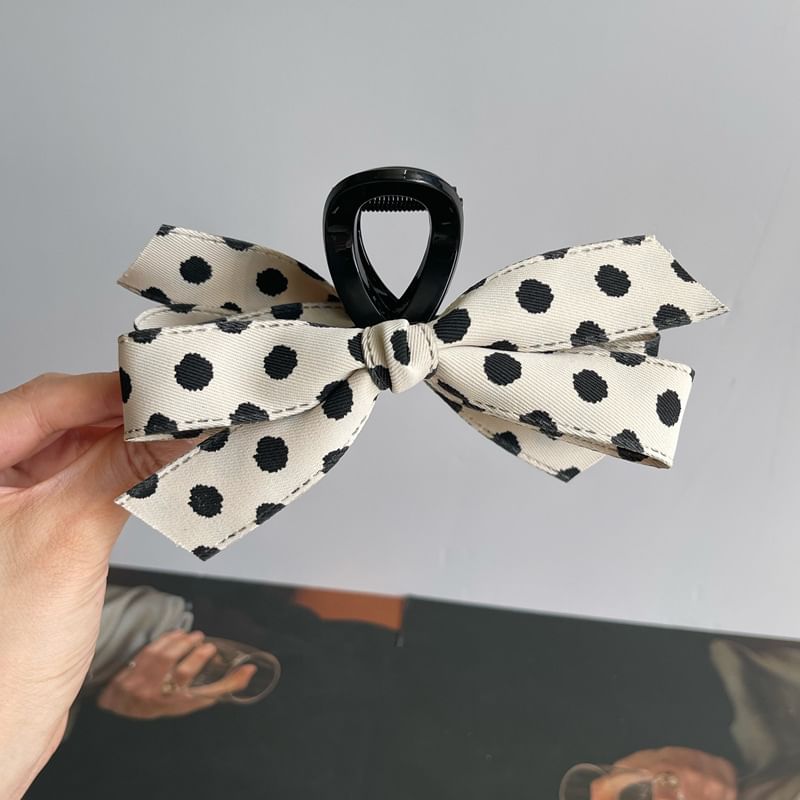 Ribbon Polka Dot Hair Claw Clip