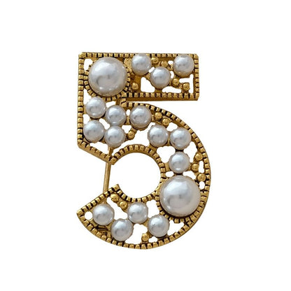 Numbering Faux Pearl Brooch