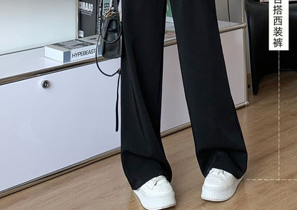 Suit High Wide Striped Pleated Leg Waist Pants