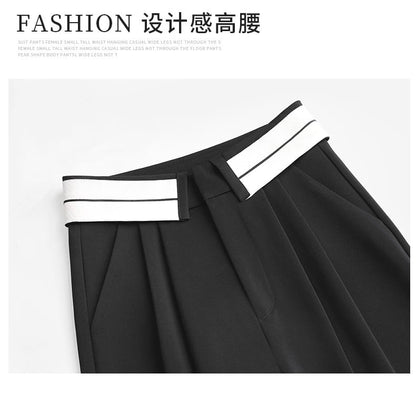 Suit High Wide Striped Pleated Leg Waist Pants