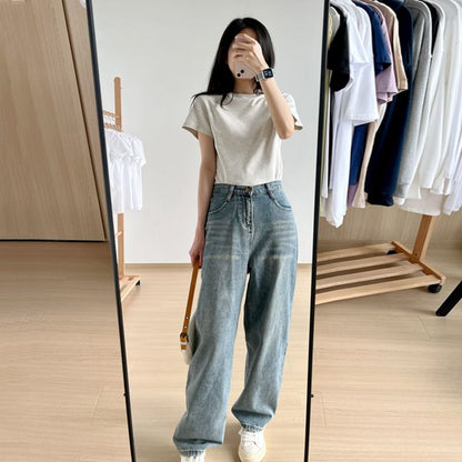 Crew Short-Sleeve T-Shirt Plain Neck