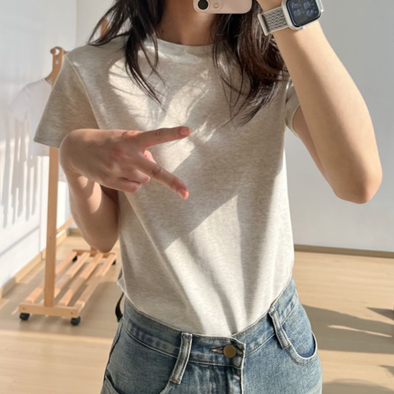 Crew Short-Sleeve T-Shirt Plain Neck