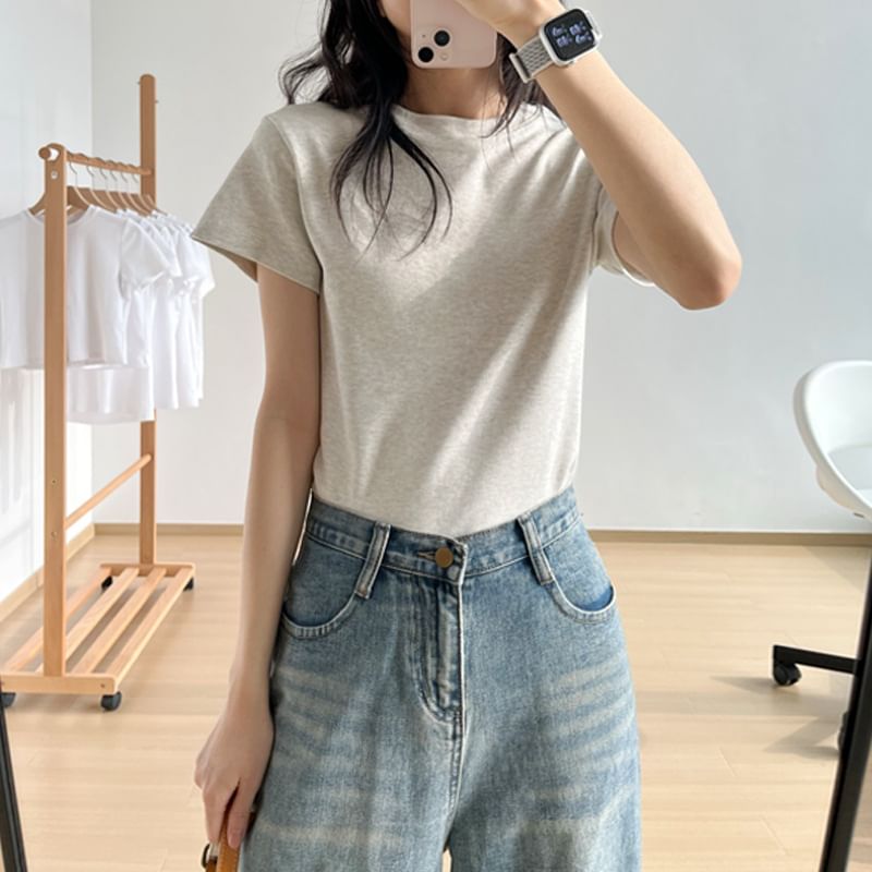 Crew Short-Sleeve T-Shirt Plain Neck