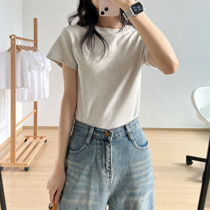 Crew Short-Sleeve T-Shirt Plain Neck