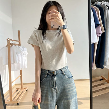 Crew Short-Sleeve T-Shirt Plain Neck