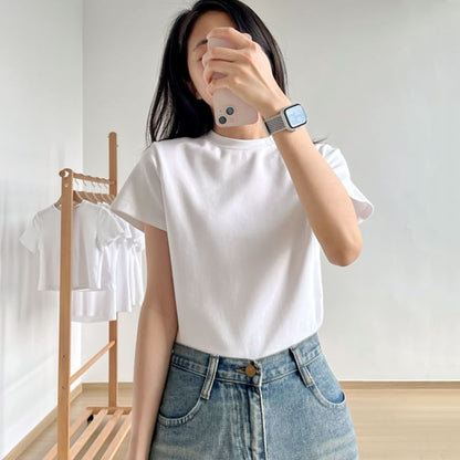 Crew Short-Sleeve T-Shirt Plain Neck