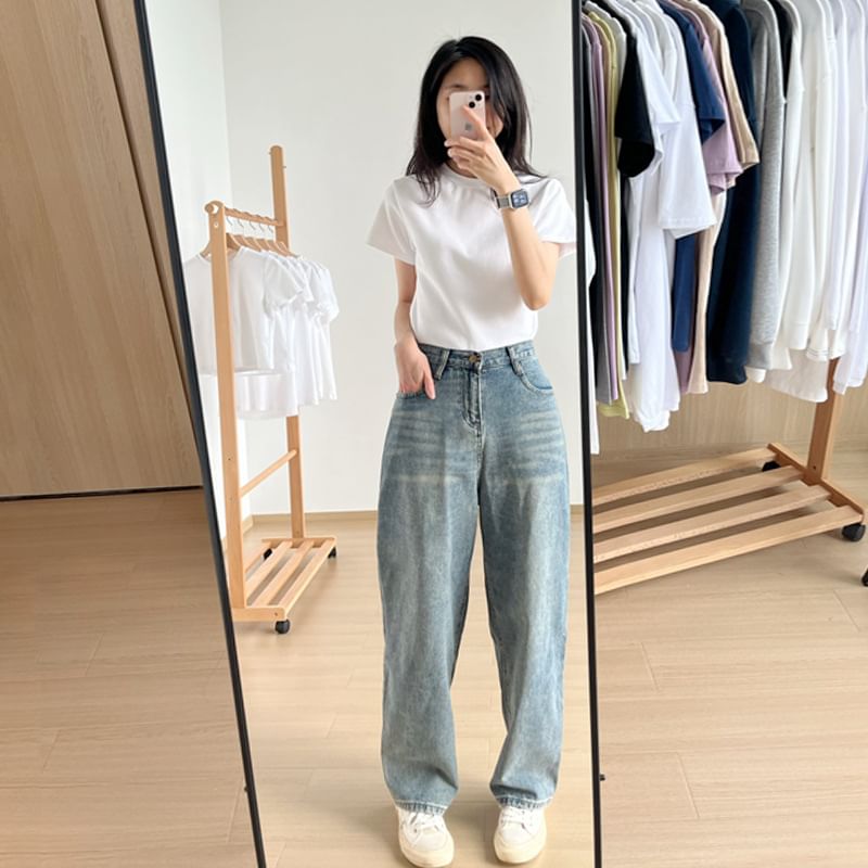 Crew Short-Sleeve T-Shirt Plain Neck