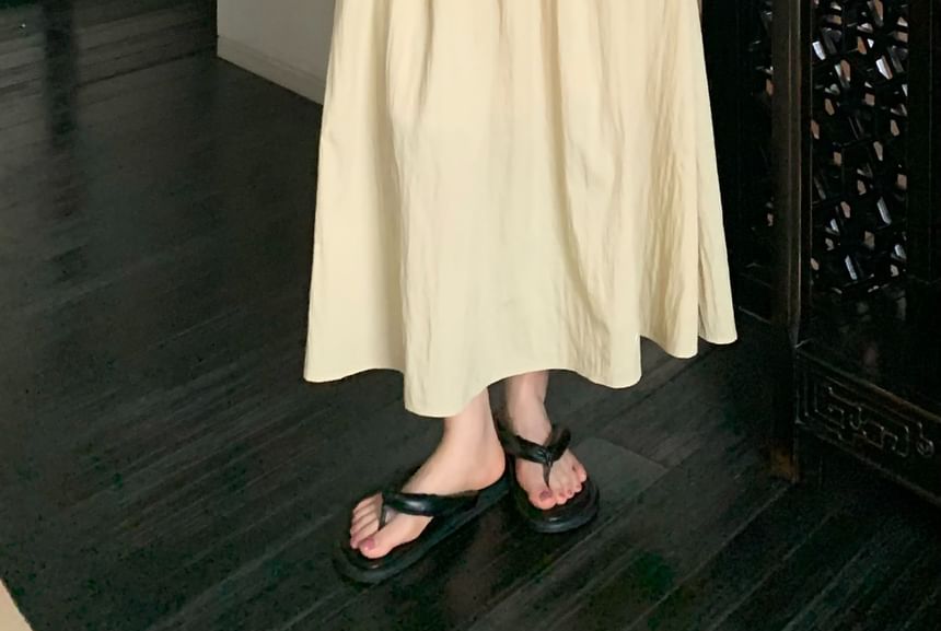 Elastic Maxi Waist A-Line Skirt Plain