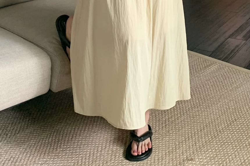 Elastic Maxi Waist A-Line Skirt Plain