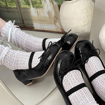 Bow Heel Chunky Mary Jane Shoes