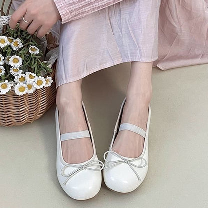 Bow Heel Chunky Mary Jane Shoes