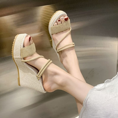 Slide Strappy Wedge Platform Sandals
