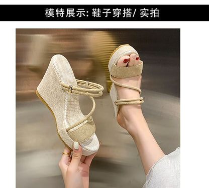 Slide Strappy Wedge Platform Sandals