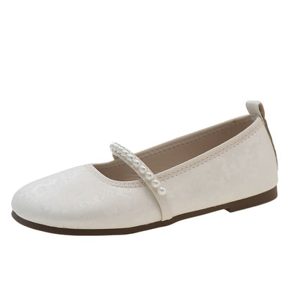 Pearl Faux Mary Flats Floral Jane