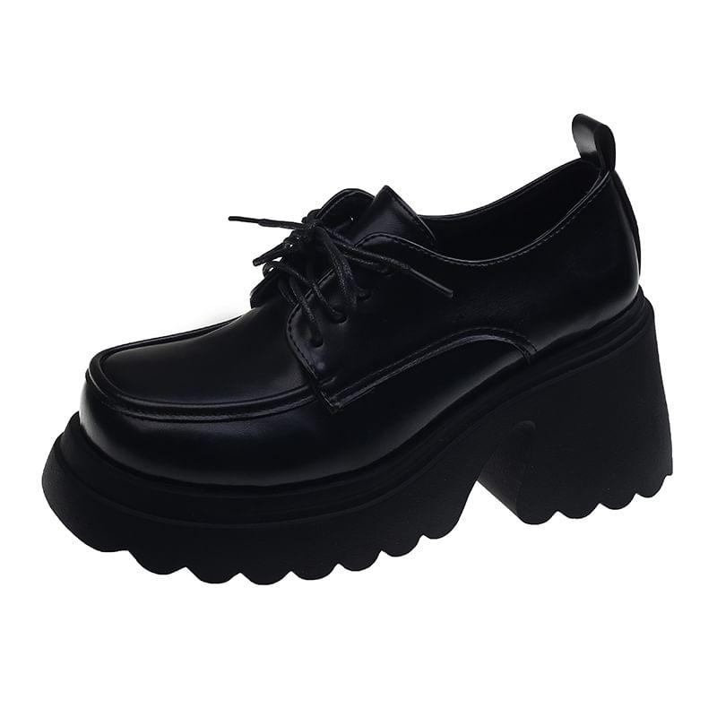 Platform Chunky Derby Lace-Up Shoes Heel
