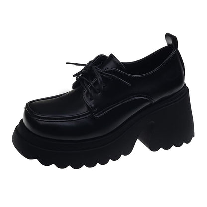 Platform Chunky Derby Lace-Up Shoes Heel