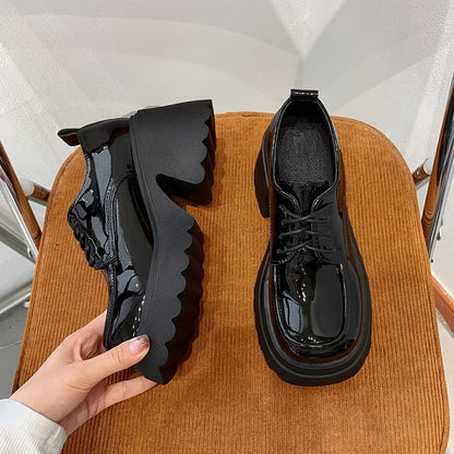 Platform Chunky Derby Lace-Up Shoes Heel
